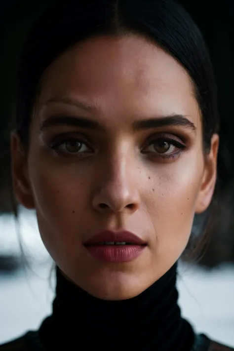 A stunning intricate full color portrait of aaj, wearing a black turtleneck, epic character composition, by ilya kuvshinov, alessio albi, nina masic, sharp focus, natural lighting, subsurface scattering, f2, 35mm <lora:AdriaArjona-RealVision-V1.0:1>