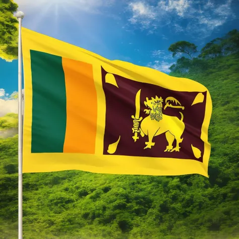 SriLanka flag waving in the wind, SriLankaFlag, Hyperrealistic, Hyperdetailed,, realistic, masterpiece, best quality, ultra realistic, High Detail,<lora:AsiaFlags01-000002:1> ,