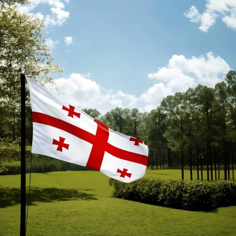 georgia country flag waving in the wind, georgia countryFlag, Hyperrealistic, Hyperdetailed,, realistic, masterpiece, best quality, ultra realistic, High Detail,<lora:AsiaFlags01-000002:1> ,