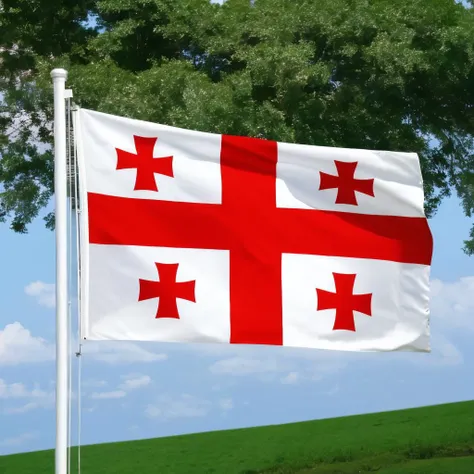 georgia country flag waving in the wind, georgia countryFlag, Hyperrealistic, Hyperdetailed,, realistic, masterpiece, best quality, ultra realistic, High Detail,<lora:AsiaFlags01-000002:1> ,