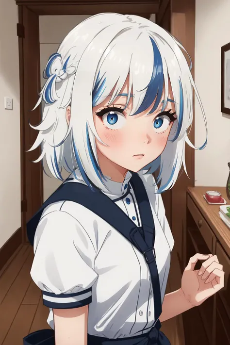 (masterpiece, best quality), intricate details,
1girl, <lora:Gawr Gura:0.8> gawr gura, white hair, blue streaked hair,
<lora:constricted_pupils_v0.2a:1.2> constricted pupils, scared, blushing, embarassed,