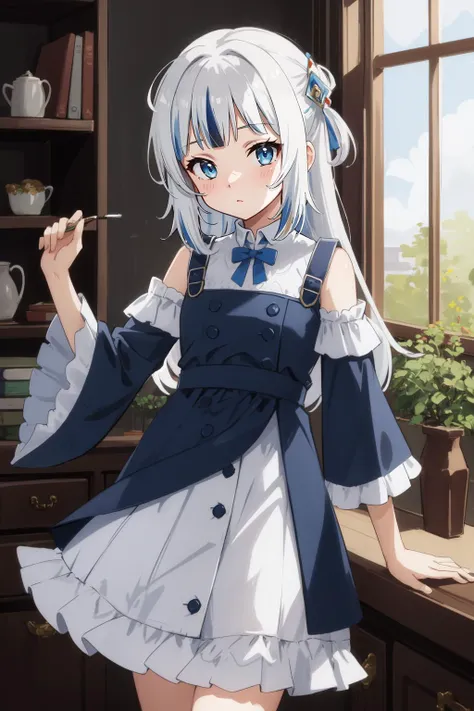 (masterpiece, best quality), intricate details,
1girl, <lora:Gawr Gura:0.8> gawr gura, white hair, blue streaked hair, blue eyes,