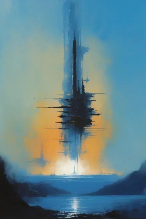 John Harris Style - in the style of John Harris into the blue series