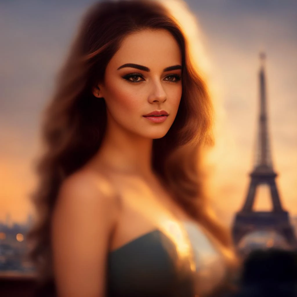 skyline view of paris at golden hour by charlie bowater and titian and artgerm, intricate, face, elegant, beautiful, highly detailed, dramatic lighting, sharp focus, trending on artstation, artstationhd, artstationhq, unreal engine, 4 k, 8 k