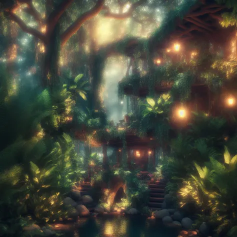 magical jungle, volumetric lighting octane render, 4 k resolution, trending on artstation, masterpiece