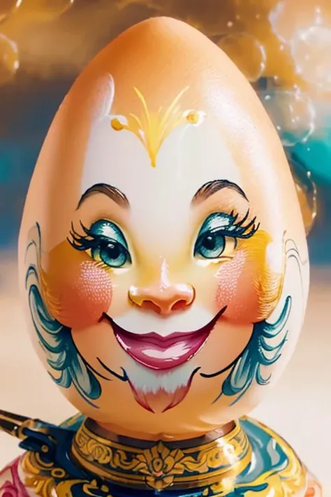 <hypernet:MrEggo:0.7> cute ((cartoon painted smiling egg)), fantasy, vintage, Delicious, incredible, (bokeh:1.3), <hypernet:Stylizara:0.8>