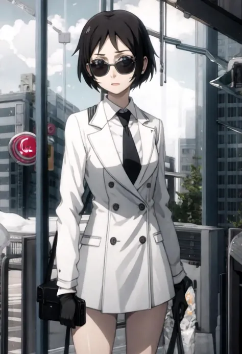 best quality, masterpiece, highres, solo, {tsuchimiya_kagura_gareizero:0.90}, {black business suit:1.40}, {tie:1.20}, {sunglasses:1.25}, {white gloves:1.15}, {white shirt:1.10}, {black skirt:1.15}, {smoking:1.20}, handsome
