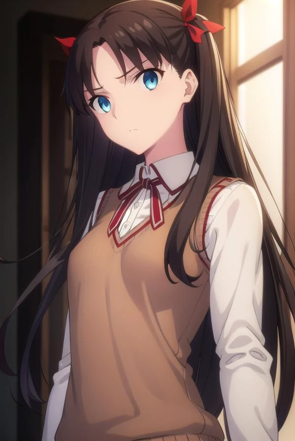 rintohsaka, <lyco:rin tohsaka ubw-lyco-nochekaiser:1>,
rin tohsaka, aqua eyes, (black hair:1.2), hair ribbon, long hair, ribbon, sidelocks, two side up, (parted bangs:1.5),
BREAK (brown sweater vest:1.2), collared shirt, homurahara academy school uniform, neck ribbon, red ribbon, ribbon, school uniform, shirt, sweater vest, white shirt,
BREAK indoors, classroom,
BREAK looking at viewer, (cowboy shot:1.5)
BREAK <lyco:GoodHands-beta2:1>, (masterpiece:1.2), best quality, high resolution, unity 8k wallpaper, (illustration:0.8), (beautiful detailed eyes:1.6), extremely detailed face, perfect lighting, extremely detailed CG, (perfect hands, perfect anatomy),