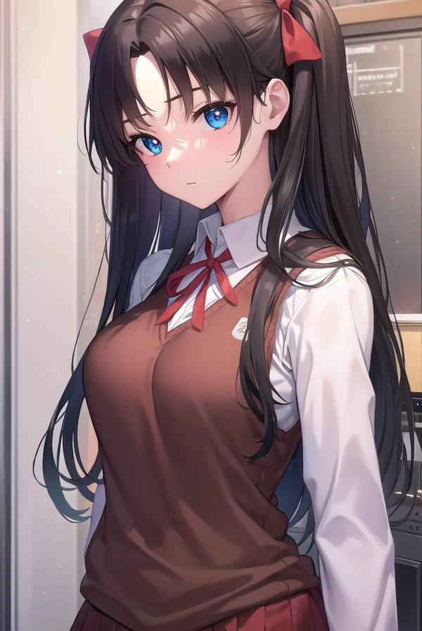 rintohsaka, <lyco:rintohsaka-lyco-nochekaiser:1>,
rin tohsaka, aqua eyes, (black hair:1.5), hair ribbon, long hair, ribbon, sidelocks, two side up,
BREAK (brown sweater vest:1.2), collared shirt, homurahara academy school uniform, neck ribbon, red ribbon, ribbon, school uniform, shirt, sweater vest, white shirt
BREAK indoors, classroom,
BREAK looking at viewer, full body,
BREAK <lyco:GoodHands-beta2:1>, (masterpiece:1.2), best quality, high resolution, unity 8k wallpaper, (illustration:0.8), (beautiful detailed eyes:1.6), extremely detailed face, perfect lighting, extremely detailed CG, (perfect hands, perfect anatomy),