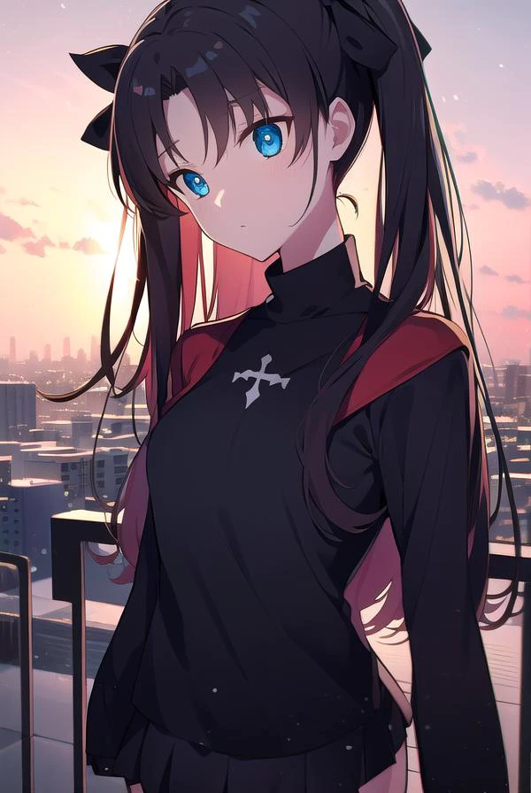 rintohsaka, <lyco:rintohsaka-LYCORIStest:1>, rin tohsaka, aqua eyes, black hair, hair ribbon, long hair, ribbon, sidelocks, two side up,
BREAK black skirt, black thighhighs, long sleeves, miniskirt, pleated skirt, red sweater, skirt, sweater, thighhighs, turtleneck,
BREAK outside, city,
BREAK looking at viewer, BREAK <lora:GoodHands-vanilla:1>, (masterpiece:1.2), best quality, high resolution, unity 8k wallpaper, (illustration:0.8), (beautiful detailed eyes:1.6), extremely detailed face, perfect lighting, extremely detailed CG, (perfect hands, perfect anatomy),