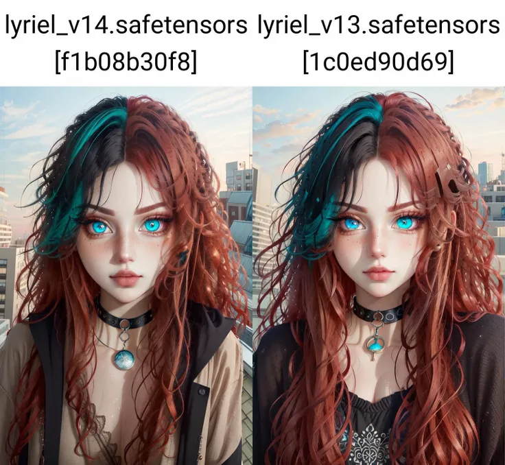 best quality, intricate details,
1girl, long hair, red hair, messy hair, red highlights, blue green eyes, sharp eyes, choker, complex pupils, flawless face, heterochromia,
complex background, rooftop
<lora:ExperimentalMakeup_v10:0.8> EGirlMakeup,
<lora:LohaWhiteDewStyle_lohaV10:1> <lora:epiNoiseoffset_v2Pynoise:1>