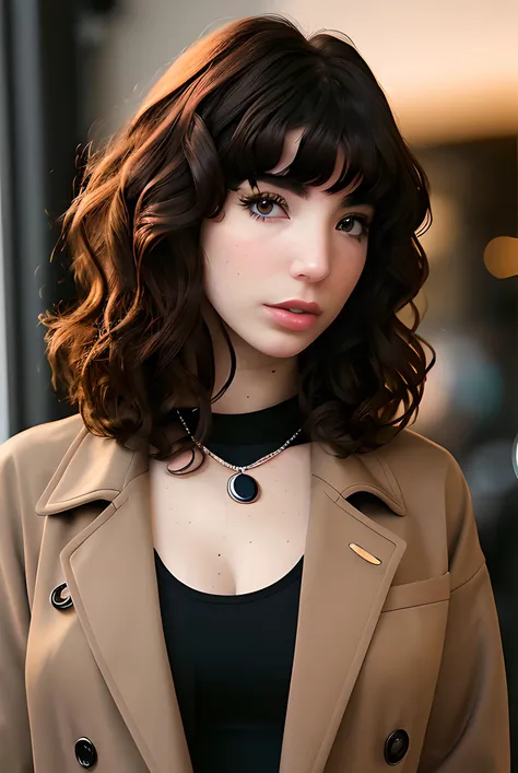 photo of (SydSq1d01:0.99), a woman, RAW, close portrait photo, long brown coat, long haircut, pale skin, slim body, (high detailed skin:1.2), 8k uhd, dslr, soft lighting, high quality, film grain, Fujifilm XT3 sharp focus, f 5.6