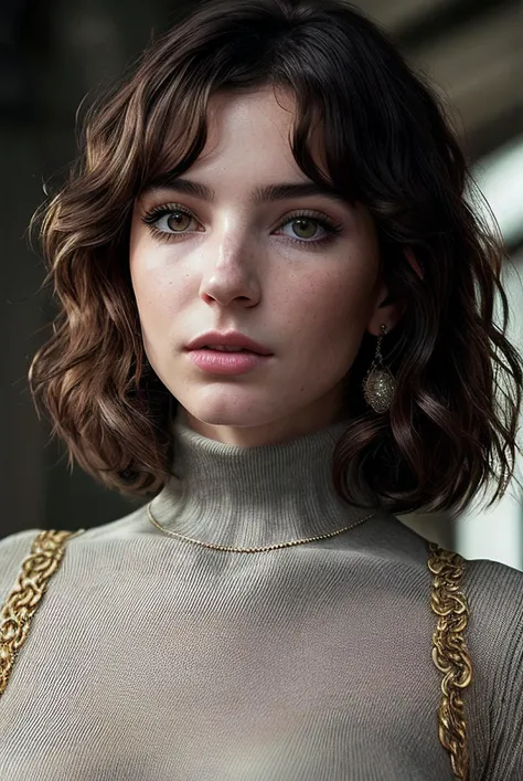 beautiful woman (EPSqu1d1nk1d1nk:.99), perfect hair, jewellery, ((portrait)), (closeup:1.2), ((from the waist up)), ((( industrial :1.2 ))), natural skin texture, (( Turtleneck and slacks :1.2)), 24mm, 4k textures, soft cinematic light, adobe lightroom, photolab, hdr, intricate, elegant, highly detailed, sharp focus, ((((cinematic look)))), soothing tones, insane details, intricate details, absurdres, incredibly_absurdres, hyperdetailed, low contrast, soft cinematic light, exposure blend, hdr, faded, now, ("I've got a bad feeling about this.":1.1)