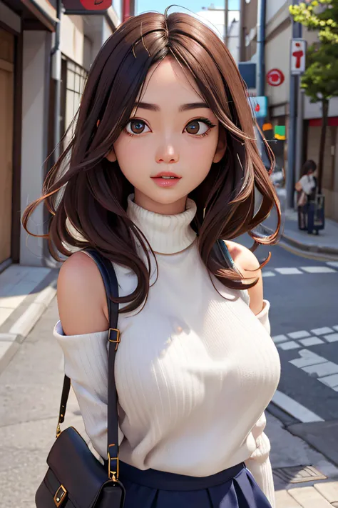 Usually detailed CG Unity 8K wallpaper，（tmasterpiece），（best qualtiy），（ultra - detailed），（Ultra photo realsisim），（best character detail：1.36），Nikon D750 F / 1.4 55mm，profetional lighting， V-neck knit、g-cup、valley、ahe face
