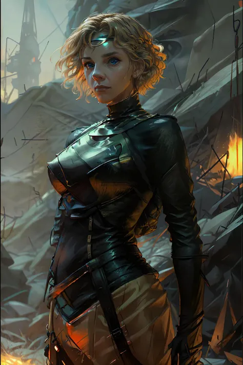 realistic, <lora:sylvie:1.4>1girl, 5ylv13, bodysuit, breastplate, circlet,