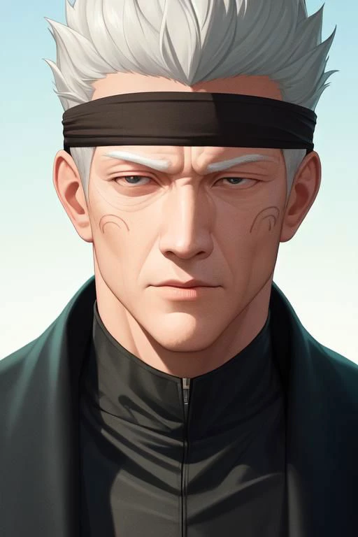 (best quality, 4k, 8k, highres, masterpiece:1.2), ultra-detailed, (realistic, photorealistic, photo-realistic:1.37), jujutsu Kaisen, Satoru Gojo, blindfold, white hair, cinematic, illustration, sharp focus, portrait, detailed wrinkles, menacing expression, beautiful detailed eyes, striking pose, background with Japanese symbols, strong aura vibrant colors, contrasting dark shadows, key light emphasizing the facial features, atmospheric lighting, subtle color grading, Detailedface,