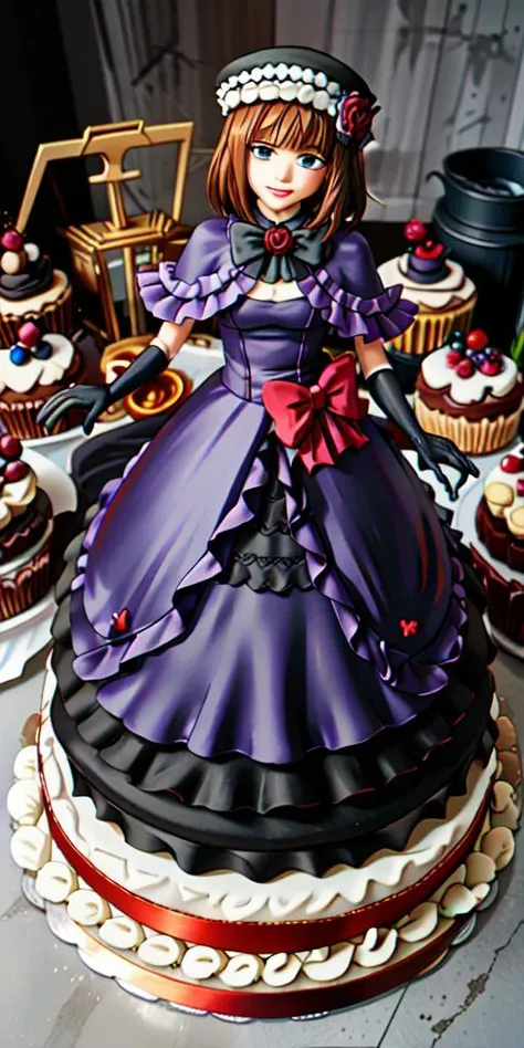 score_9,score_8_up,score_7_up,score_6_up,score_5_up,score_4_up,source_pony,1girl,solo,thighhighs,breasts,long hair,tongue out,food,navel,twintails,tongue,gloves,maid headdress,cake,looking at viewer,purple hair,skirt,holding,black gloves,smile,black thighhighs,black skirt,ahoge,small breasts,very long hair,:q,aqua eyes,miniskirt,candle,frills,ribbon,bare shoulders,closed mouth,hair ribbon,blue eyes,tray,stomach,clothing cutout,leotard,pleated skirt,skindentation,