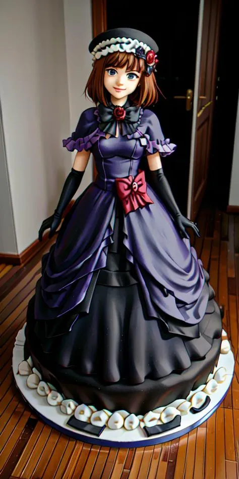 <lora:WhippedCreamTopStyle:0.2> WhippedCreamTopStyle,(CakeStyle:1.76) <lora:EvaBeatrice:0.85> dress,Marzipan pink cake shaped like eva beatrice dress. <lora:CakeStyle:0.6>, blue eyes, medium hair, bowtie, purple dress, (floor-length dress:1.5), elbow gloves, frills, hat, purple cloak, red ribbon,(white background, simple background:1)
BREAK
smug face, looking at viewer,(gigantic breasts:1)