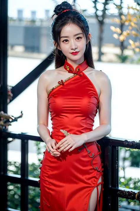 masterpiece, best quality, 1girl, aqua eyes, black hair, closed mouth, multicolored background, looking at viewer, outdoors, solo, upper body, alluring, clean, beautiful face, pure face, pale skin, sexy pose,((china dress,chinese clothes)), long hair, ((perfect female figure)), mature female, milf, narrow waist, chinese deity