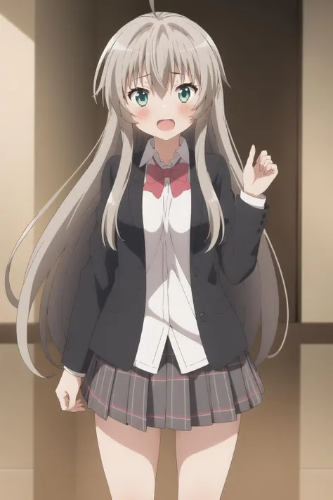 nyaruko, 1girl, solo , school uniform, skirt,