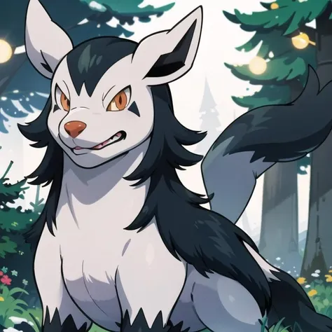 centered, award winning photo, (looking at viewer:1.2), |  Mightyena_Pokemon, |snowy forest, | bokeh, depth of field, cinematic composition, | <lora:Mightyena_Pokemon_Anime:0.8>