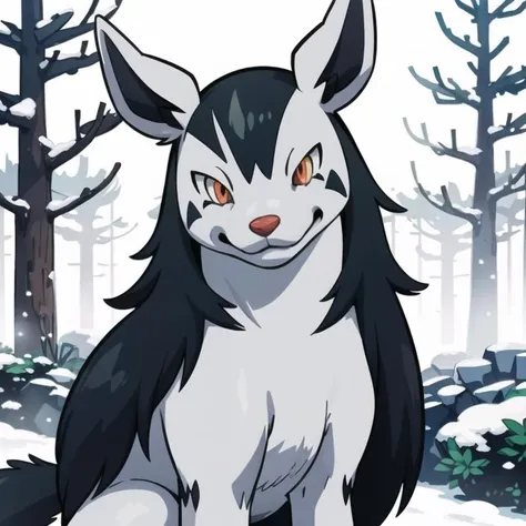 centered, award winning photo, (looking at viewer:1.2), |  Mightyena_Pokemon, |snowy forest, | bokeh, depth of field, cinematic composition, | <lora:Mightyena_Pokemon_Anime:0.8>