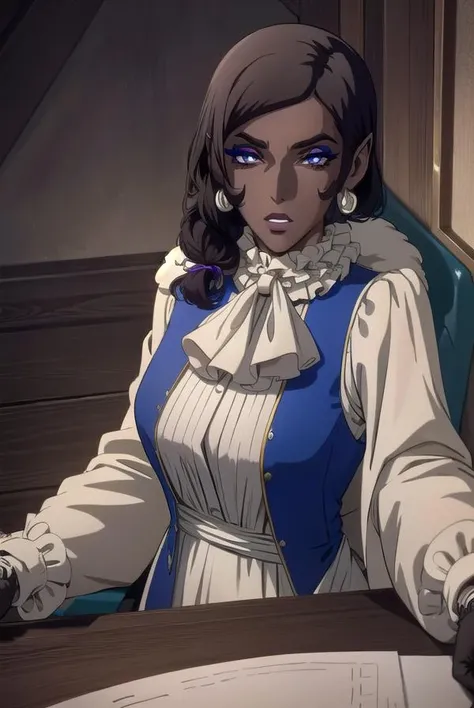 ((masterpiece, best quality)), <lora:Arcane-Caitlyn-v1.0:1>,c41t , 1girl,cute face, brown jacket , sitting , hand on face, smiling