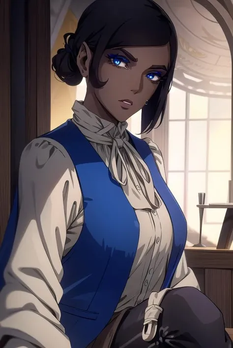 morana, <lora:morana-lora-nochekaiser:1>,
morana, medium hair, blue eyes, black hair, dark skin, dark-skinned female, makeup, lipstick, eyeshadow,
BREAK gloves, jewelry, earrings, boots, black gloves, pants, vest, knee boots,
BREAK looking at viewer, full body,
BREAK indoors,
BREAK <lyco:GoodHands-beta2:1>, (masterpiece:1.2), best quality, high resolution, unity 8k wallpaper, (illustration:0.8), (beautiful detailed eyes:1.6), extremely detailed face, perfect lighting, extremely detailed CG, (perfect hands, perfect anatomy),