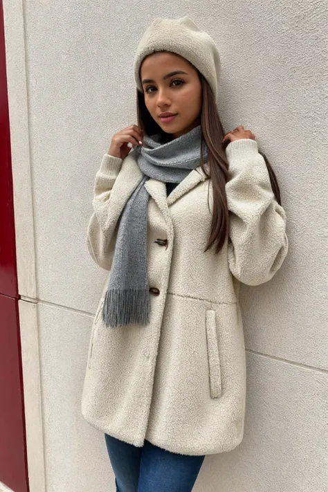 <lora:Lunaipedro:0.8>, medium shot, (masterpiece:1.2), (best quality:1.2), portrait photo of Lunaipedro, solo, 1girl, long hair, brown hair, simple, homely, covered up, wearing multiple coats, wearing multiple sweaters, scarf, hats, multiple layers of clothes, standing outside, (detailed eyes:1.2), ultra detailed skin, detailed face, light on face, realistic skin, random pose, (ultra sharp image:1.2), realistic skin textures, non-offensive, non-triggering, wholesome, sunday school teacher looking, friend zone woman