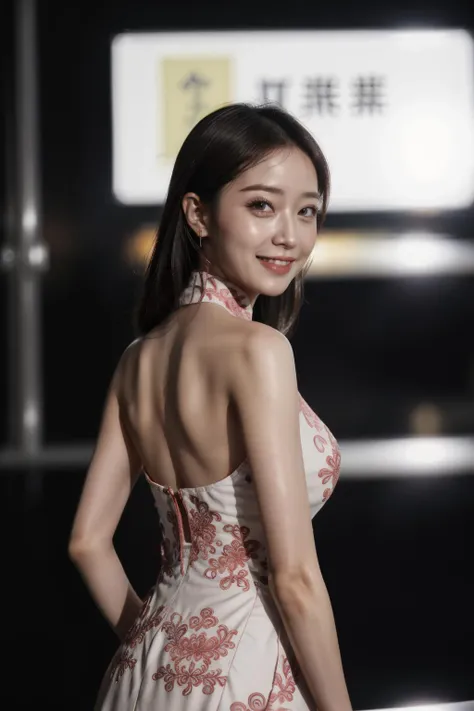 masterpiece,best quality,extremely detailed 8K wallpaper,pov,upper body,day,
1girl,front view,qipao1,looking at viewer,clothing cutout,white_dress,huge breasts,light_smile,
chinese_style_loft,