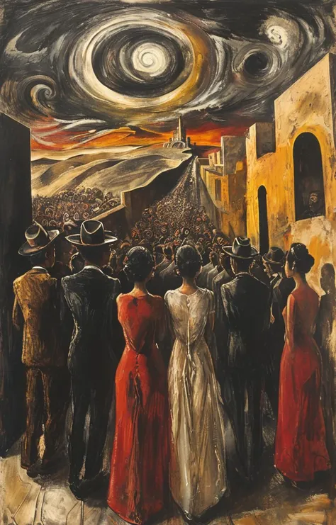 masterpiece,best quality,<lora:tbh178-sdxl:0.9>,illustration,style of David Alfaro Siqueiros,Human Revolution