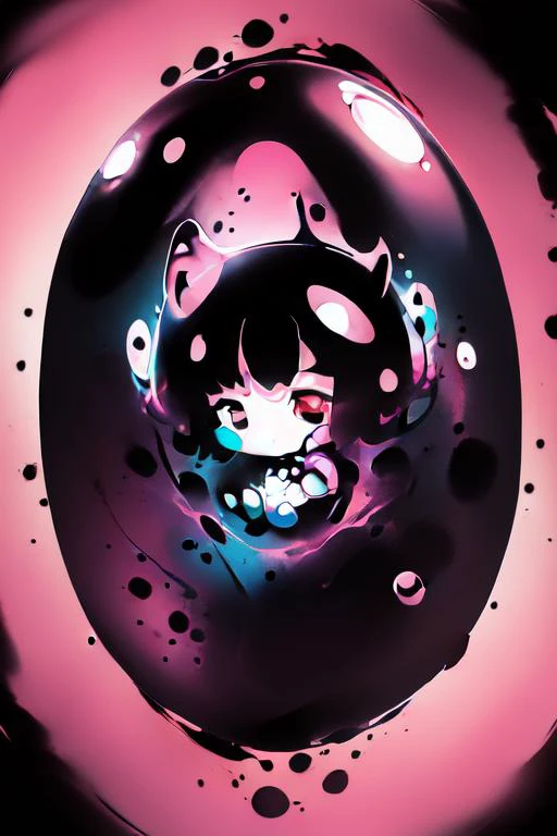 (chibi girl), in bubble surrounded by jelly cats, water droplets, jelly, glowing, (dark background):1.6, bright colors, watercolor art style, abstract expressionism, maximalism, brush strokes, ((blurred edges of the picture)), <lora:cute00d:0.7>, <lora:more_details:-0.4>