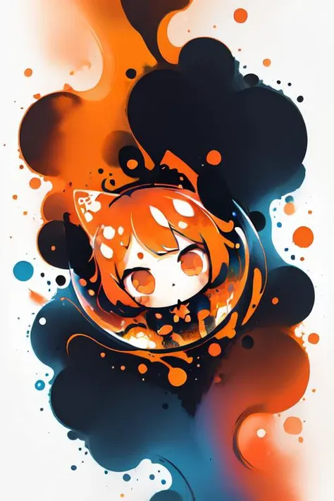 (chibi girl), in bubble surrounded by jelly cats, water droplets, jelly, glowing, (dark background):1.6, bright colors, watercolor art style, abstract expressionism, maximalism, brush strokes, ((blurred edges of the picture)), orange color scheme, blue color scheme, <lora:cute00d:0.7>, <lora:more_details:-0.4>