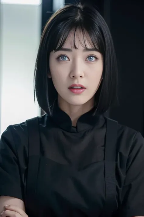 (best quality), (extreme detailed), (master piece),  8k, portrait photo, hinata\(boruto\), 1girl, make up, red lips, rosy cheeks, big breases, (black shirt, apron), dynamic pose, (sexy), fit body, in door, modern studio, rim lighting, looking to viewer, sexy face, female focus, (dark theme:1.4),  <lora:Hinata[boruto]V2:0.7>,  <lora:epiNoiseoffset_v2:0.4>