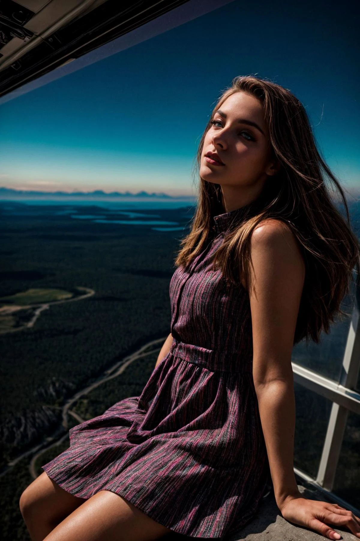 21 yo woman, sexy, dynamic pose, naughty expression, eye makeup, long eyelashes,
detailed eyes, detailed face, looking at viewer, sexy, open mouth, black eyes, neon threads,
fit
wearing short skirt dress, colored stained glass dress, butterfly wing textures,
<lora:more_details:1>
(masterpiece, best quality), nsfw, hetero,, Elaborate accents, Dark eyeliner, (Subtle gestures discernible:1.2), Enigmatic ambiance, nightscape, (windy), Picture taken with a Phase One XF IQ4 150MP Camera, 80mm f/2.8 lens, Precision focusing, Detailed clarity, photorealistic, photograph, photo, dlsr, FujiFilm, extremely high detail, attractive woman, d&d, fantasy, highly detailed, digital painting, artstation, sharp focus, fantasy art, illustration, 8k, in the style of greg rutkowski, natural beauty, aerial photography, drone photography, sweeping landscapes, unique perspectives, epic scale, capturing from above, revealing hidden beauty, showcasing vastness, immersive experience, precise compositions, expert piloting, dynamic angles, cinematic storytelling, showcasing natural wonders, aerial exploration
