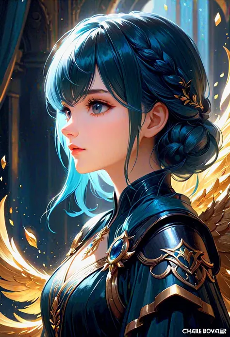 breathtaking oil painting, 1girl, (upper body), closeup,(best shadow, dramatic lighting), (masterpiece, photorealistic), (best quality), tilt-shift effect, lens flare, epic fantasy, duotone color grading, establishing shot, photorealistic oil painting, by charlie bowater, fine details, by wlop, trending on artstation, very detailed