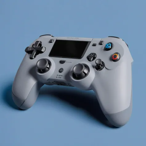 video game controller, grey, 4 face buttons, controller, analog stick,