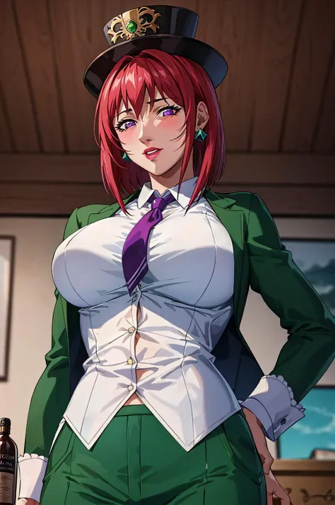 masterpiece, best quality, highres portrait of Hiroko Takashiro, mature female, milf, red hair, long hair, lipstick, (purple eyes:1.2), perfect eyes, earrings, jewelry <lora:HirokoTakashiro:0.85>, breasts, solo,
upper body, mid shot
(Green formal suit, green jacket blazer, clover logo, green top-hat, tie, green pants, crystal cane, white shirt:1.2)
smile, cinematic lighting, ambient soft lighting, dramatic lighting, diffused soft lighting, highly detailed, intricate, hot body, artstation, cgsociety art, DeviantArt trending, 8k HD, masterpiece, high quality, sharp focus, digital art by Artgerm and Greg Rutkowski and Alphonse Mucha, professional majestic oil painting by Ed Blinkey, Atey Ghailan, Studio Ghibli, by Jeremy Mann, Greg Manchess, Antonio Moro, trending on ArtStation, trending on CGSociety, Intricate, High Detail, Sharp focus, dramatic, photorealistic painting art by midjourney and greg rutkowski, ahegao, blush,1girl, looking the viewer, in the beach, morning, sunny day, people in background, big ass, view from below, multiple boy in background, laugh , , one hand on hip
<lora:bb-style:0.2> holding a milk bottle , (short hair:1.3)