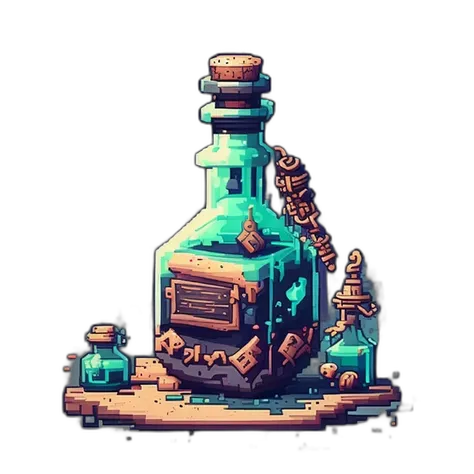 a bottle of potion sitting on top of a table, potions, potion, painting of one health potion, hyper realistic poison bottle, magic potions, magical potions, brewing potion in witch hut, poison, health potion, making a potion, dribbble illustration, in a potion shoppe, a wizard's apothecary, animation illustrative style, glowing potions