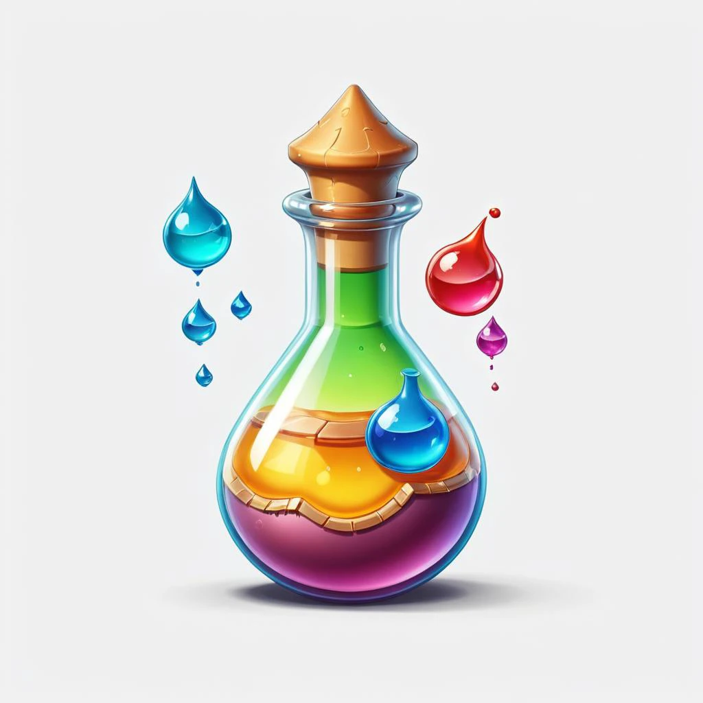 Super Mario style <lora:FF_Potion_Generator:1>, Game Asset of a potion, Potion Game Asset Inventory art, on a white background <lora:FFusionXL-SDXL-Potion-Art-Engine-LyCORIS-LoKR-v1:0.1> . Vibrant, cute, cartoony, fantasy, playful, reminiscent of Super Mario series