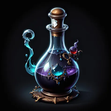 detailed fantasy illustration of a magic potion that dissolves the drinker into mist, in the (style of Bernie Wrightson, bw, high contrast:1.3)  (masterpiece, best quality, high quality, highres, ultra-detailed)  <lora:EntropyMagic:0.69>  <lora:Potion Craft_1069016:1> <lora:leonardo_style:1> Leonardo Style, vector art