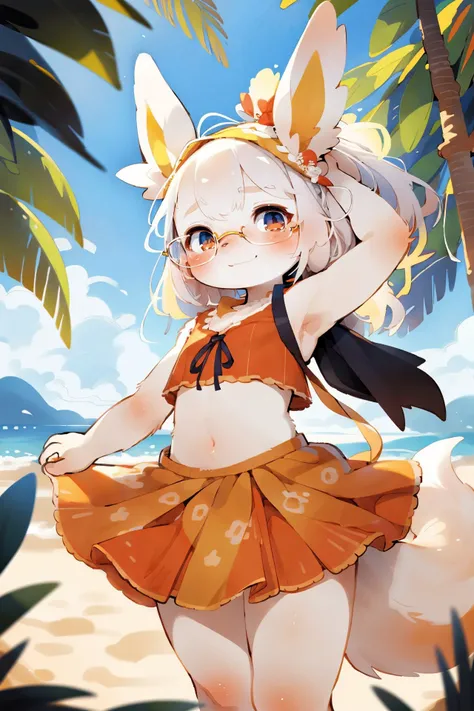 <lora:add_detail:1>, <lora:Furtastic_Detailer:0.7>, (wildlife|fashion) photography, masterpiece,
front view, POV, dynamic angle,
furry female, anthro [canid], jolteon, <lora:Y1-Furry-Eeveelution:0.6>, detailed and extremely fluffy body fur, glossy fur,
rendered eyes, cute-fine-face, small breasts, flat chest,
tie-dye crop top with a matching skirt, midriff, elegant glasses, hair ornament,
dancing,
uploaded on e621, by Beatrice Ethel Lithiby, by Youjomodoki, by Tofu Froth, (by manmosu marimo:0.5), (by dagasi:0.5), by Tarakanovich,
<lora:FurryCoreV2New-07:0.4>, furrycore,
<lora:MikaPikazoStyle-10:0.4> , MikaPikazo,
<lora:shouhuiline:0.4> , shouhui,
<lora:cure v1:0.4> , zhiyu, cure,
Mischievous,
[[[canid], umbreon, <lora:Y1-Furry-Eeveelution:0.6>]],
at the beach, noon, decorated cozy garden patio, magical garden,
Ilha Grande in Brazil, pristine beach, lush rainforest, line of towering lush dunes, sand,
highly_detailed_face, symmetrical_eyes, cinematic composition, hi res, 8k, cinematic lighting, stunningly beautiful, concept art, highly detailed,
masterpiece, best quality, realistic, (intricate:0.9), (high detail:1.4), film photography, sharp focus,
