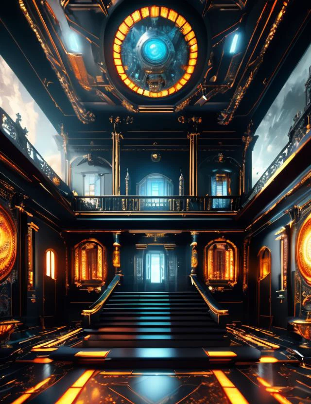((best quality)), ((masterpiece)), ((realistic,digital art)), (hyper detailed),DonMCyb3rN3cr0XL mansion, octane rendering, raytracing, volumetric lighting, Backlit,Rim Lighting, 8K, HDR, <lora:CyberNecroTechSD1.5-000006:0.8>