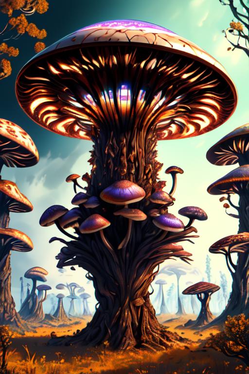A close up of a mushroom like structure with many mushrooms - SeaArt AI