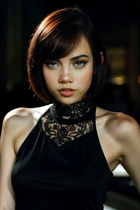 glam (beauty photo:1.3) headshot of a female
<lora:SabinaRouge_v1.3:1> SabinaRouge
in a dark theme simple dark glowing background,
(Messy Bob, textured and tousled bob haircut:1.2) , detailed intricate hair strands, detailed hairline, detailed skin tone, detailed skin complexion, (Early 2000s Atelier Versace Haute Couture Rhinestone Yellow Chiffon Mini Dress:1), 
(intricate skin details:1.3),
detailed shining eyes, detailed pupils
<lora:epiCRealismHelper:1>
amazing fine cloth detail, Nikon D850 film stock photograph Kodak Portra 400 camera f1.6 lens, rich colors, lifelike texture, dramatic lighting, dynamic composition, unreal engine, trending on ArtStation, cinestill 800 tungsten, in the style of David Hamilton photography
(plunging neckline:-1.25) (bad quality:-1) (low quality:-1) (worst quality:-1) (blurry:-1) (teeth:-1)