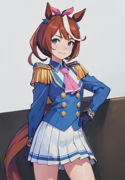 <lora:Uma_Musume:0.8>, UM_Tokai_Teio, standing, smirk,, (masterpiece, best quality, detailed:1.3)