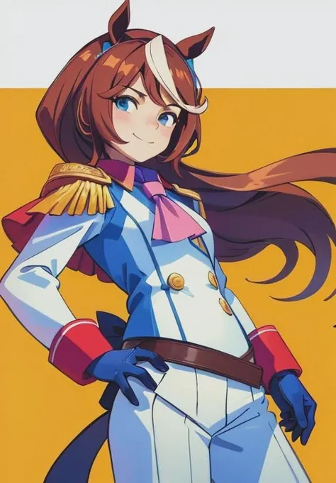 <lora:Uma_Musume:0.8>, UM_Tokai_Teio, standing, smirk,, (masterpiece, best quality, detailed:1.3)