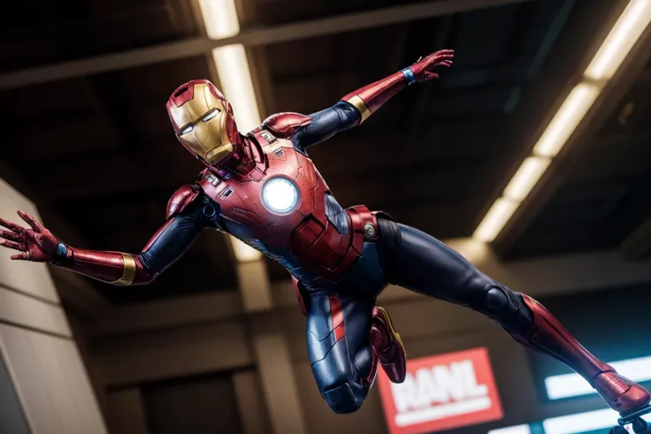 marvel ,full body,from below,wide shot,photo of a 18 year old girl,ironman,skating,happy,ray tracing,detail shadow,shot on Fujifilm X-T4,85mm f1.2,sharp focus,depth of field,blurry background,bokeh,<lora:add_detail:1>,