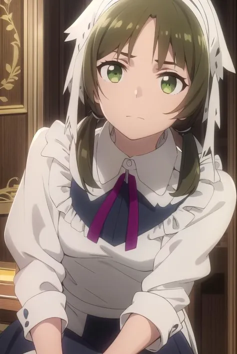 izettalotte, <lora:izetta lotte s1-lora-nochekaiser:1>,
lotte, brown hair, twintails, (green eyes:1.3), low twintails,
BREAK apron, maid, maid headdress, maid apron,
BREAK indoors,
BREAK looking at viewer, dynamic pose,
BREAK <lyco:GoodHands-beta2:1>, (masterpiece:1.2), best quality, high resolution, unity 8k wallpaper, (illustration:0.8), (beautiful detailed eyes:1.6), extremely detailed face, perfect lighting, extremely detailed CG, (perfect hands, perfect anatomy),