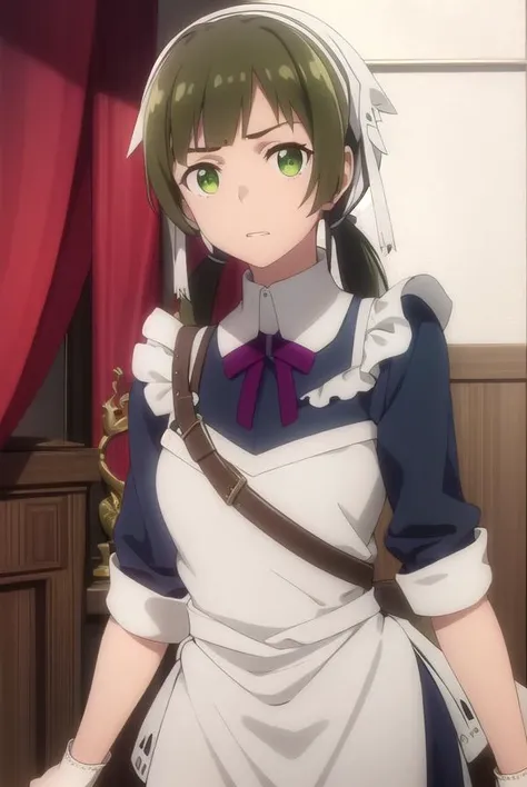 izettalotte, <lora:izetta lotte s1-lora-nochekaiser:1>,
lotte, brown hair, twintails, (green eyes:1.3), low twintails,
BREAK apron, maid, maid headdress, maid apron,
BREAK indoors,
BREAK looking at viewer, dynamic pose,
BREAK <lyco:GoodHands-beta2:1>, (masterpiece:1.2), best quality, high resolution, unity 8k wallpaper, (illustration:0.8), (beautiful detailed eyes:1.6), extremely detailed face, perfect lighting, extremely detailed CG, (perfect hands, perfect anatomy),
